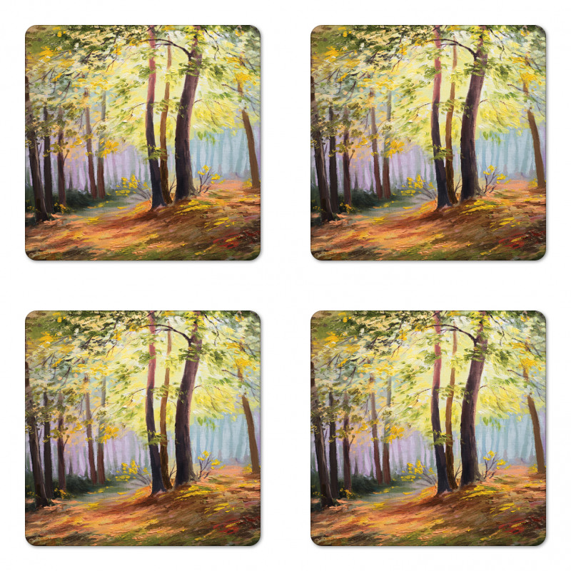 Spring in Forest Leaves Coaster Set Of Four