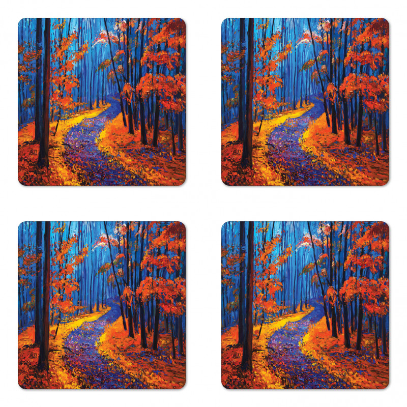 Forest in Fall Season Coaster Set Of Four