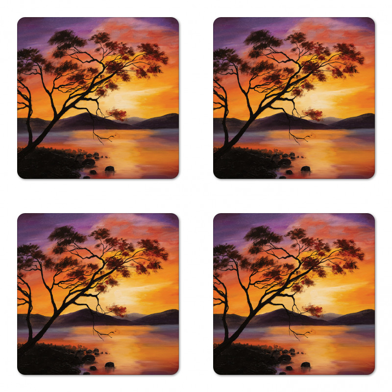 River Mountain Sunset Coaster Set Of Four