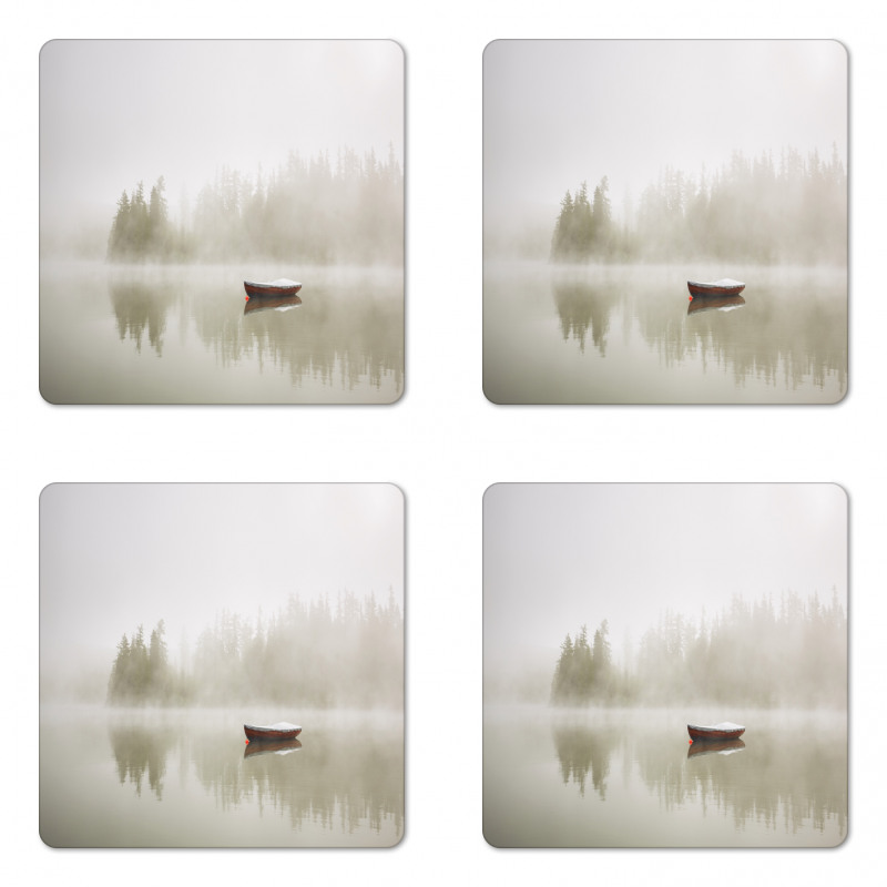 Boat on Lake Nature Coaster Set Of Four