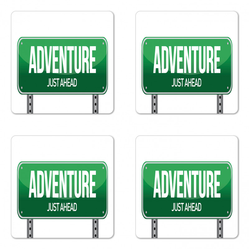 Signboard Travel Highway Coaster Set Of Four