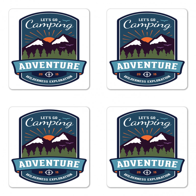 Signboard of Camping Art Coaster Set Of Four