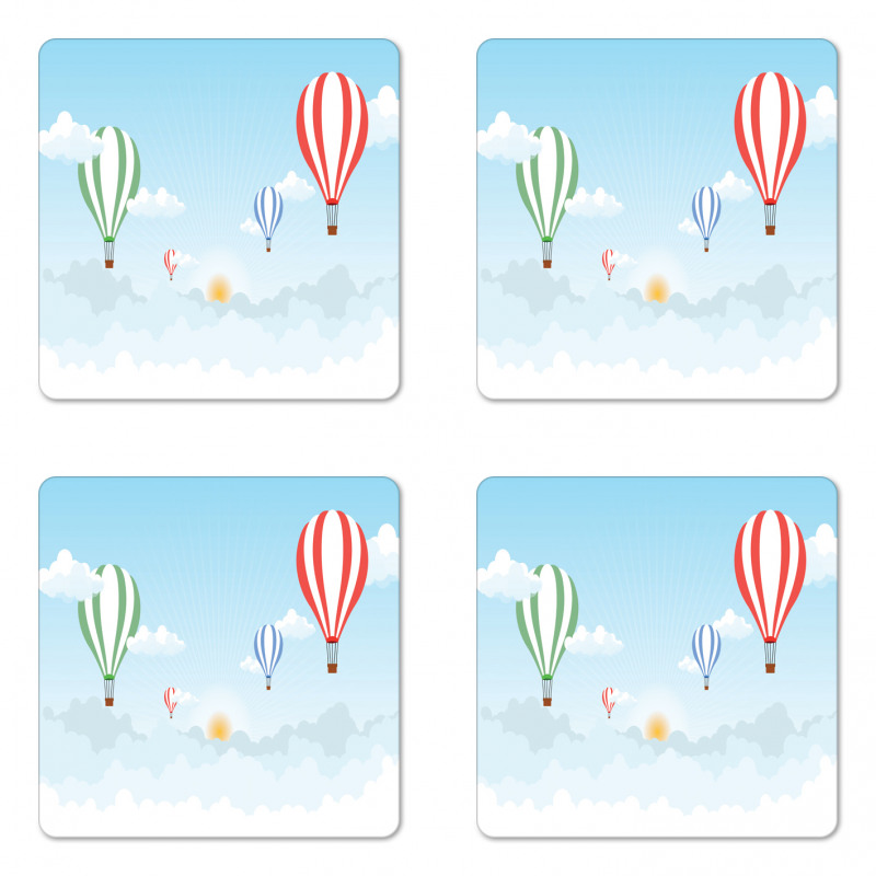 Over Cloud Vehicles Coaster Set Of Four