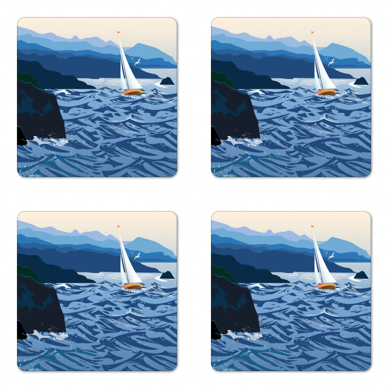 Sailboat on Water Outdoor Coaster Set Of Four