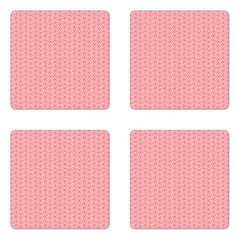 Wavy Lines and Flower Motif Coaster Set Of Four