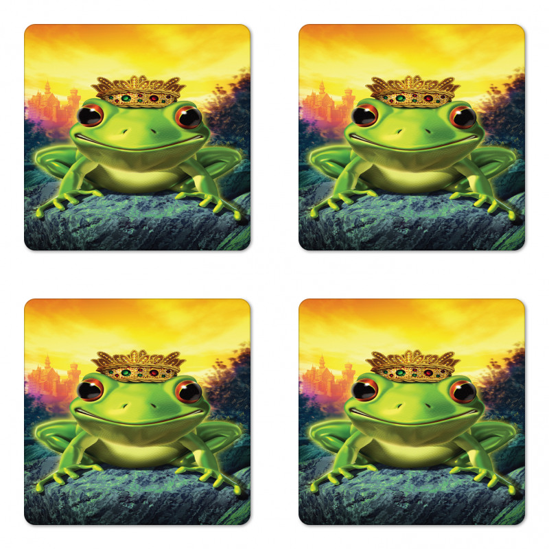 Frog Prince with Crown Coaster Set Of Four