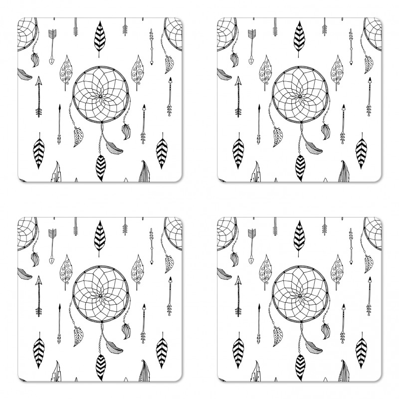 Folk Feathers Arrow Coaster Set Of Four