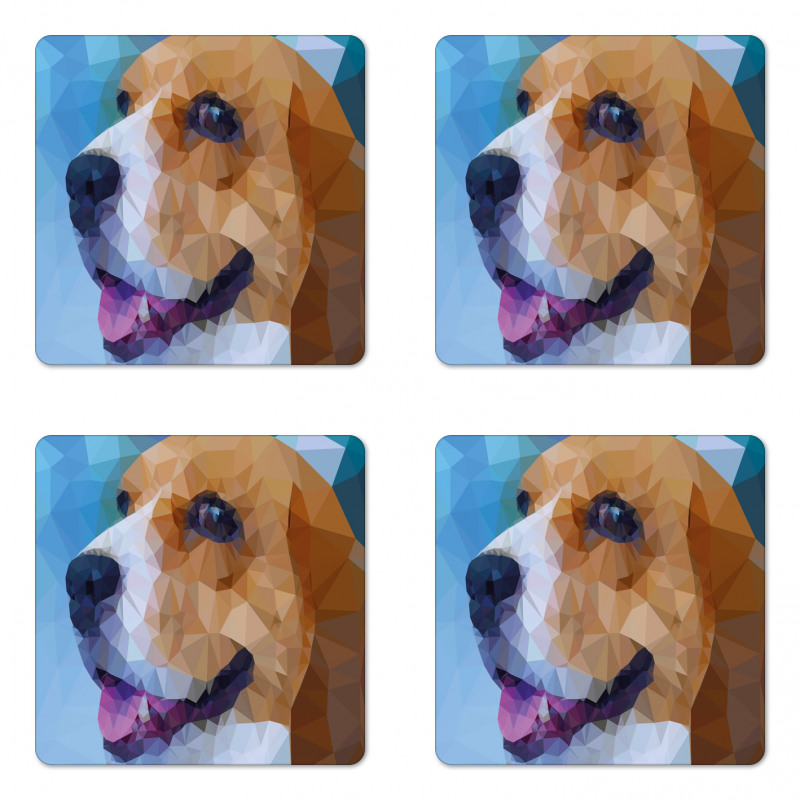 Low Poly Effect Curious Dog Coaster Set Of Four