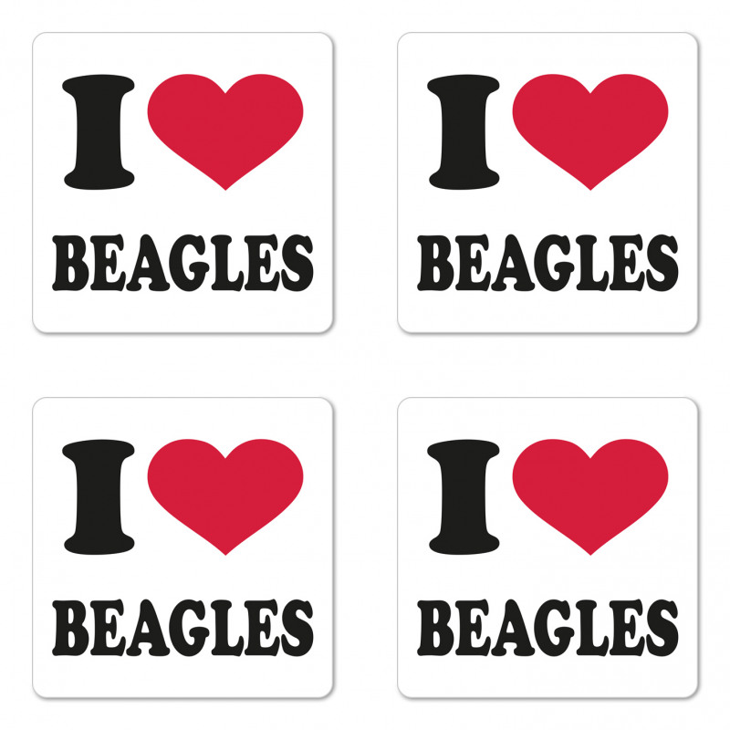 I Love Beagles Lettering Coaster Set Of Four