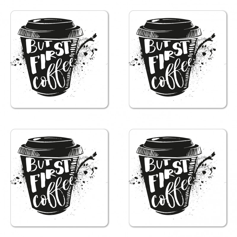 Black White Cup Coaster Set Of Four