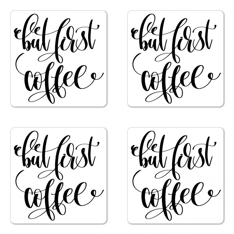 Black White Text Coaster Set Of Four