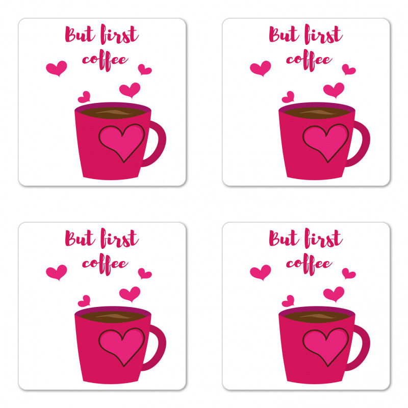 Text and Hearts Coaster Set Of Four