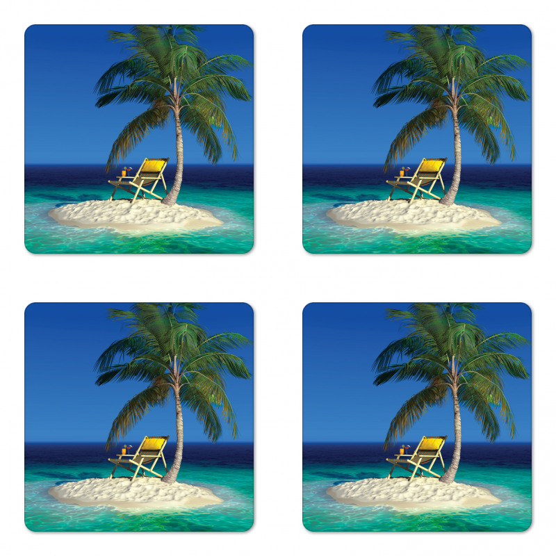 Chair Under a Palm Tree Coaster Set Of Four