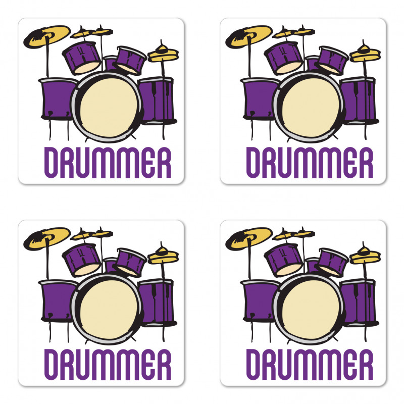 Drummer Wording Graphic Image Coaster Set Of Four