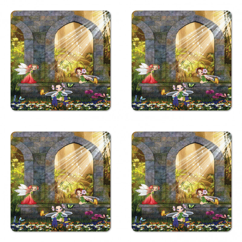 Flowers Blossoms Scene Coaster Set Of Four