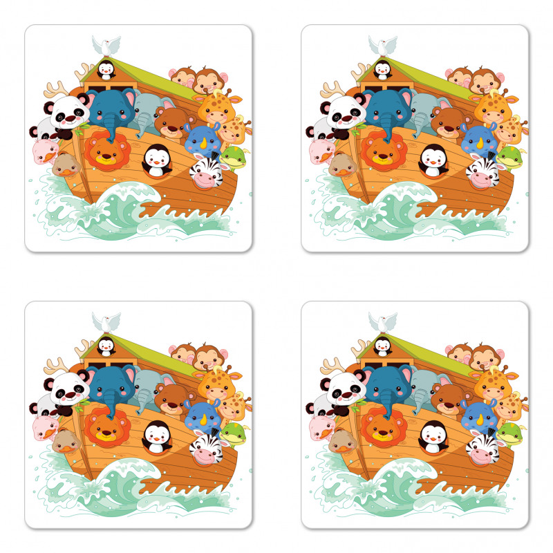 Colorful Ark Lions Coaster Set Of Four