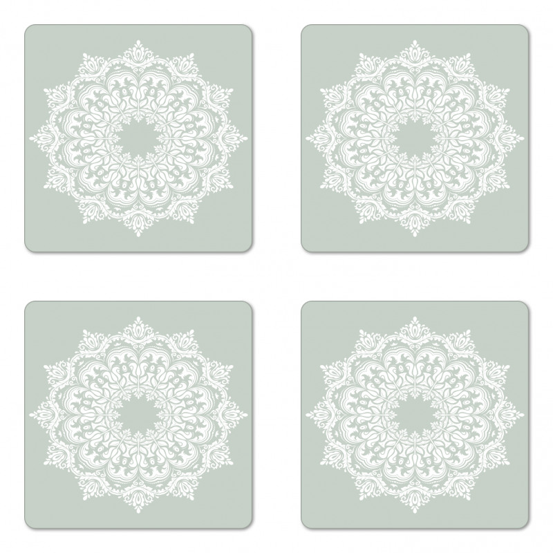 Damask Floral Motifs Coaster Set Of Four