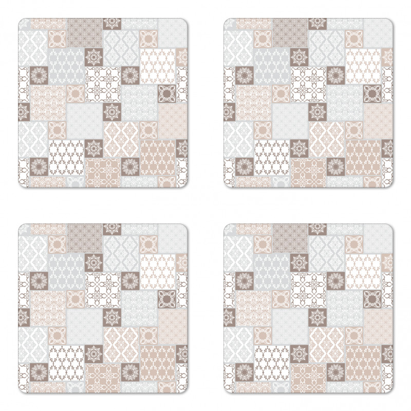 Pastel Oriental Motif Coaster Set Of Four