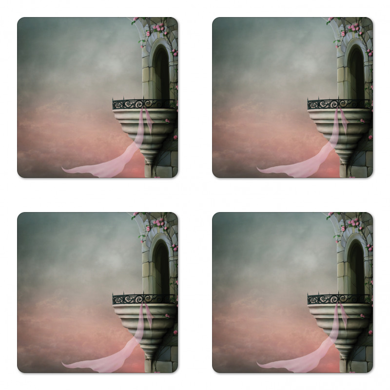 Old Medieval Tower Rose Coaster Set Of Four