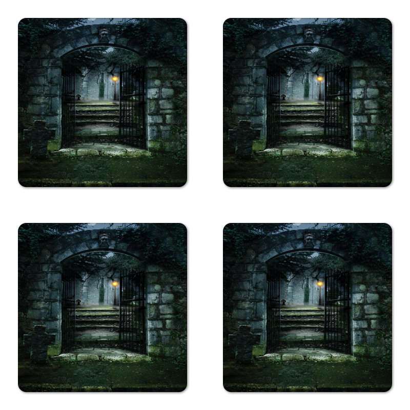 Dark Haunted Castle Coaster Set Of Four