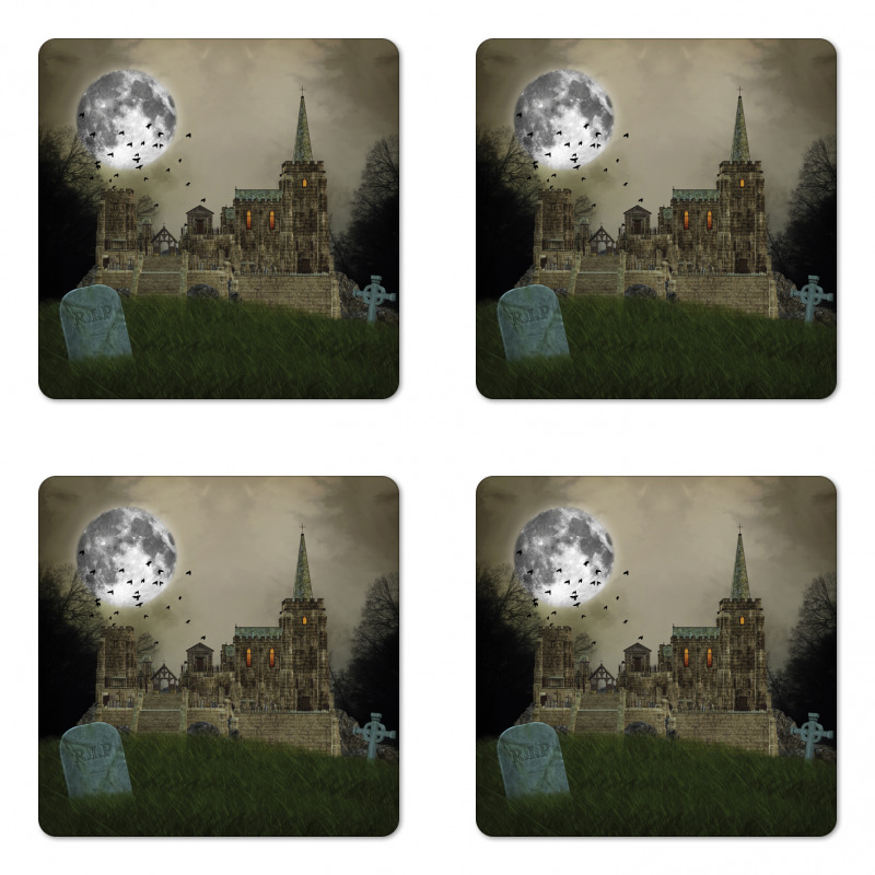 Old Village and Grave Coaster Set Of Four