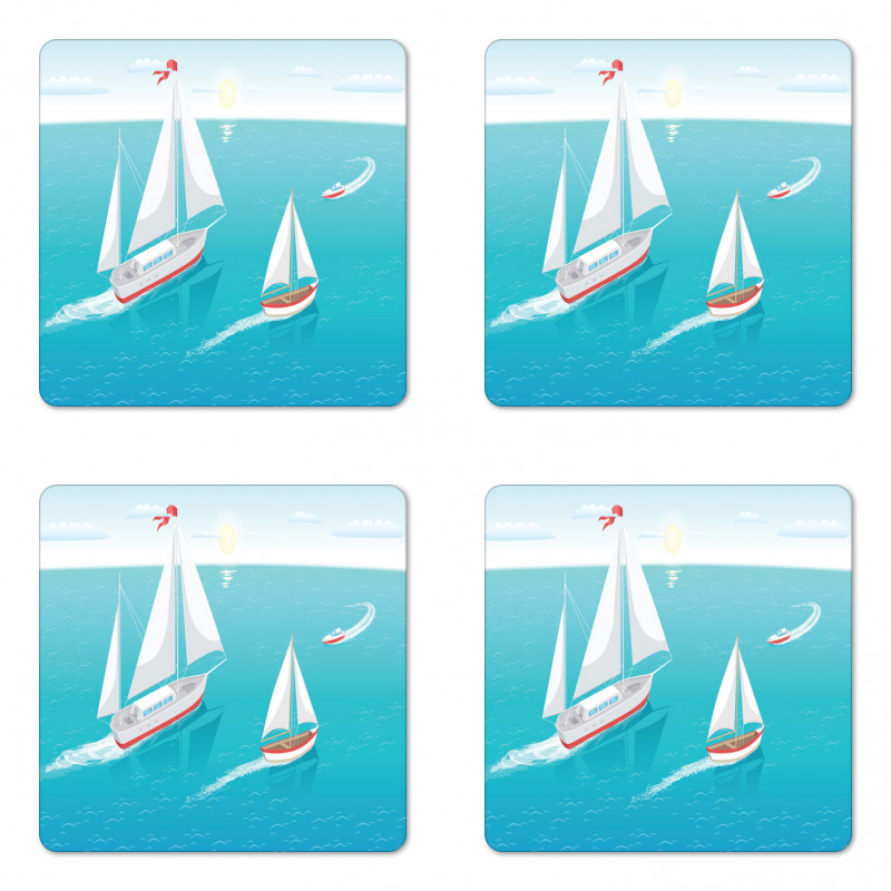 Sailing Boats and Sun Coaster Set Of Four