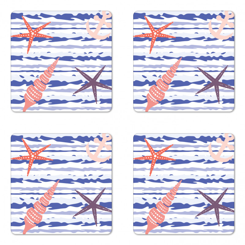 Wavy Stripes Starfish Coaster Set Of Four