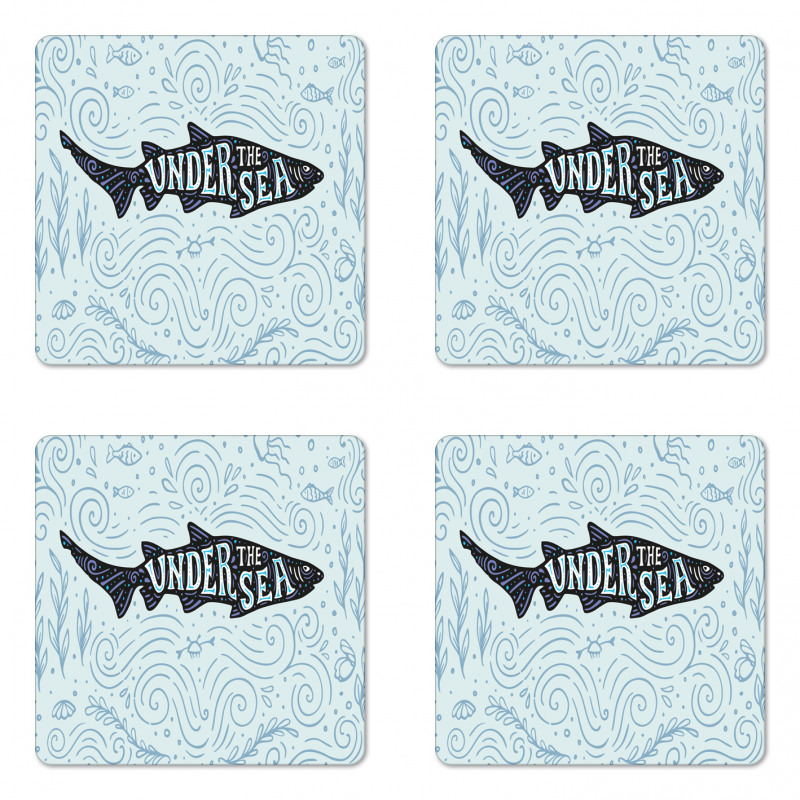 Funny Wording on Fish Coaster Set Of Four