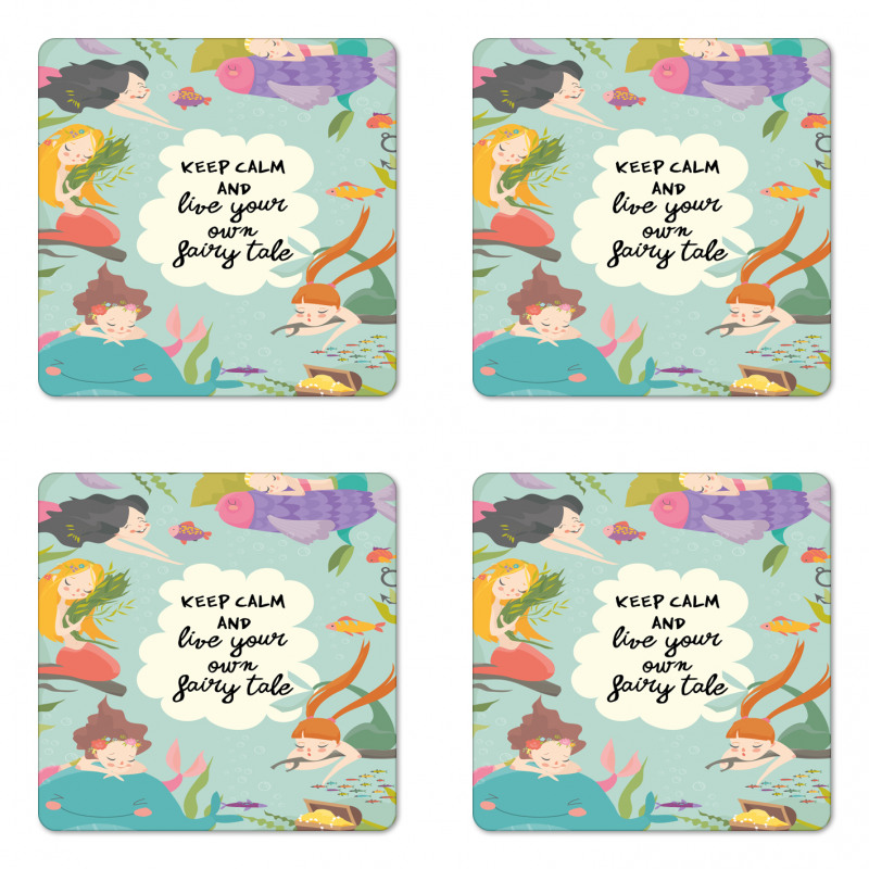 Calligraphy Mermaids Coaster Set Of Four