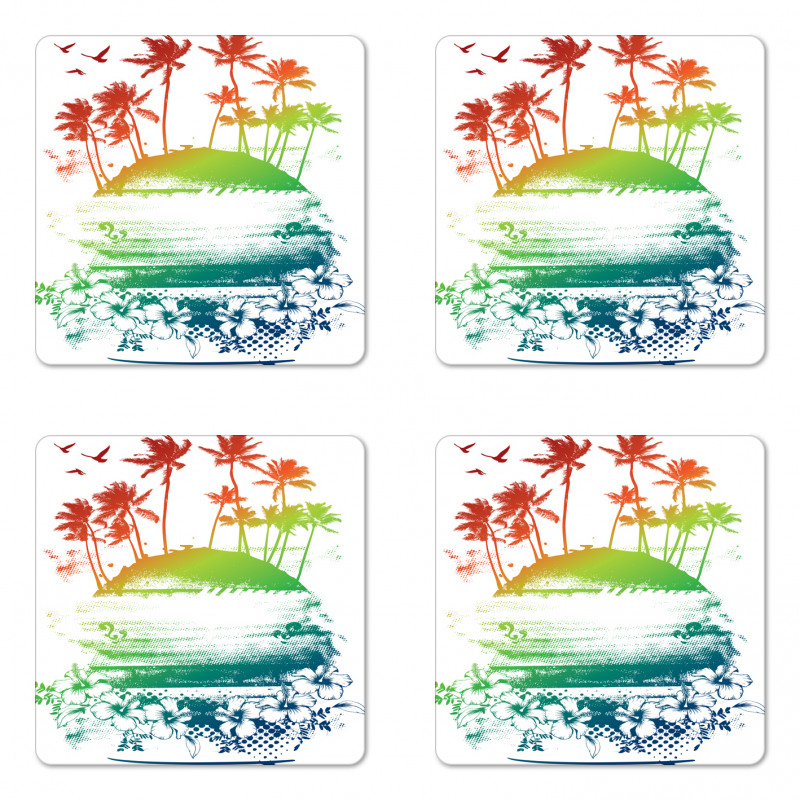 Grunge Summer Scenery Coaster Set Of Four