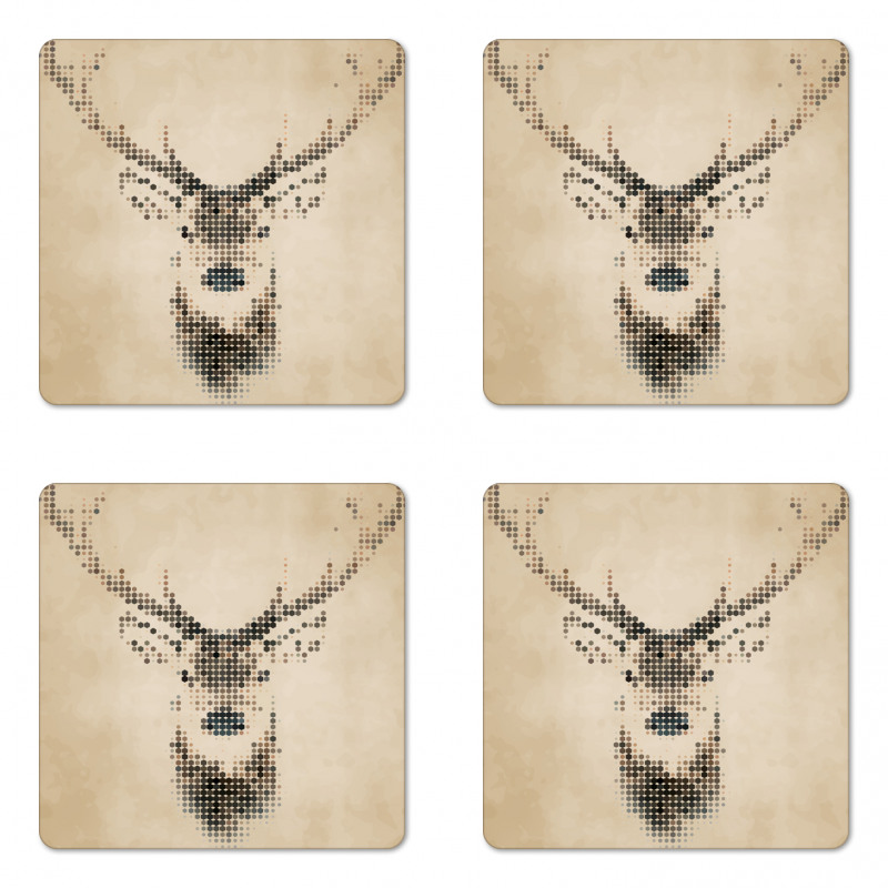 Deer Portrait with Dots Coaster Set Of Four