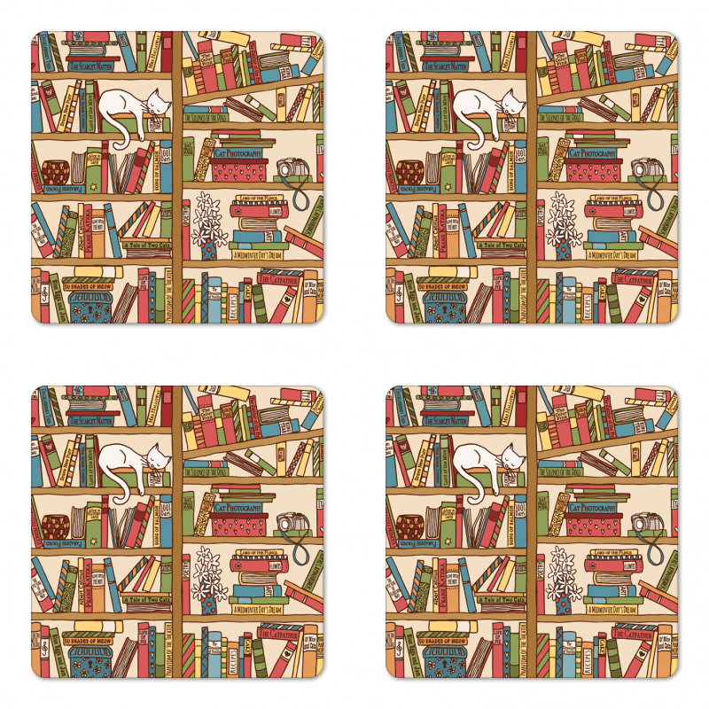 Nerd Bohem Cat Kitten Coaster Set Of Four