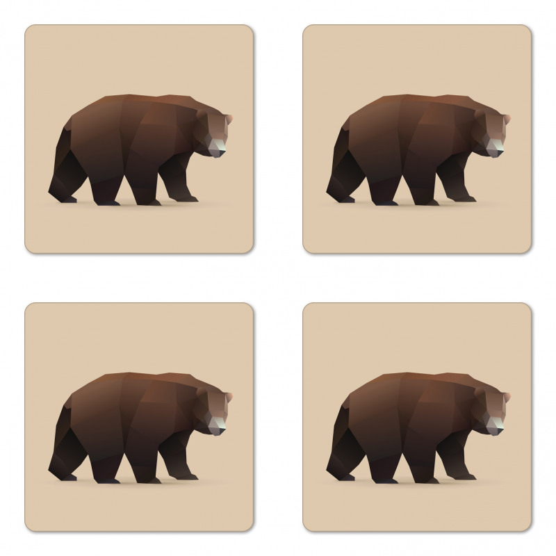 Modern Geometric Bear Art Coaster Set Of Four