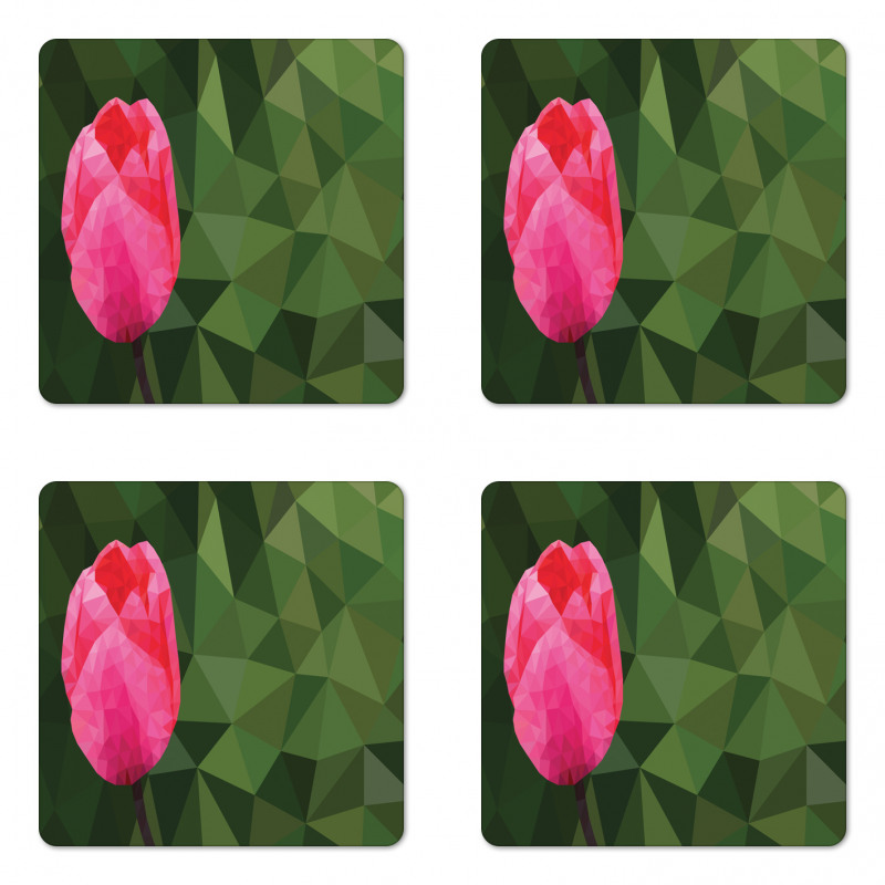 Geometric Tulip on Mosaic Coaster Set Of Four