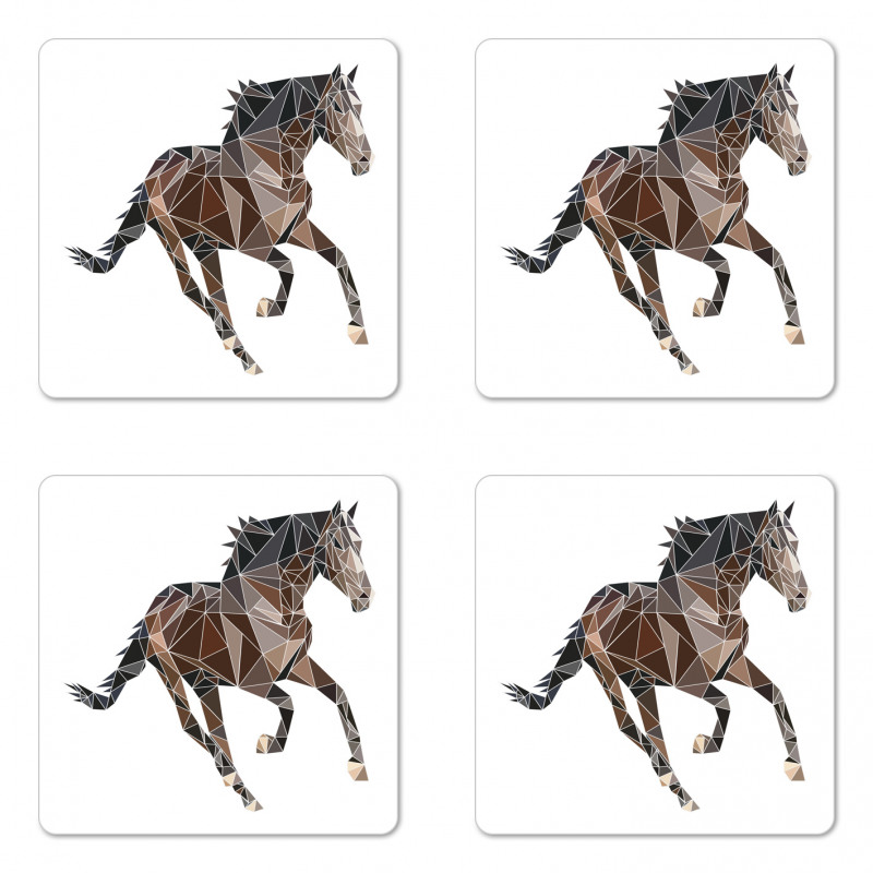 Brown Tones Triangle Horse Coaster Set Of Four