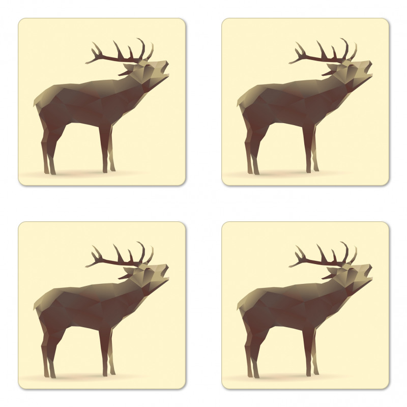 Geometric Elk Animal Art Coaster Set Of Four