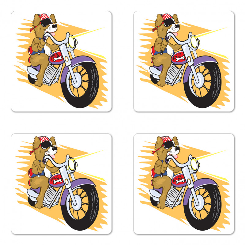 Doggie on a Motorcycle Coaster Set Of Four
