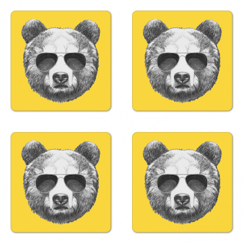 Sketchy Hand Drawn Bear Coaster Set Of Four