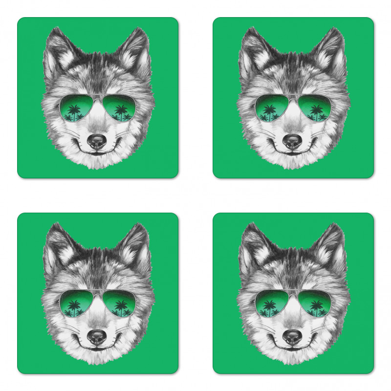 Exotic Wolf Portrait Coaster Set Of Four