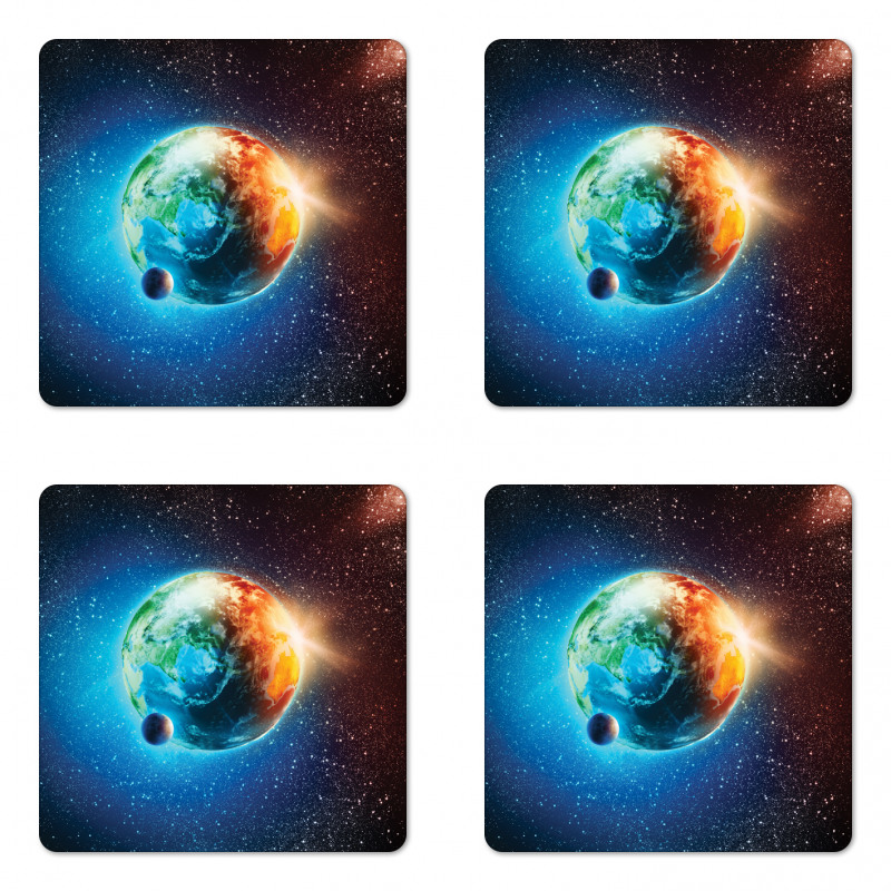 Planet Earth Sun Rays Coaster Set Of Four