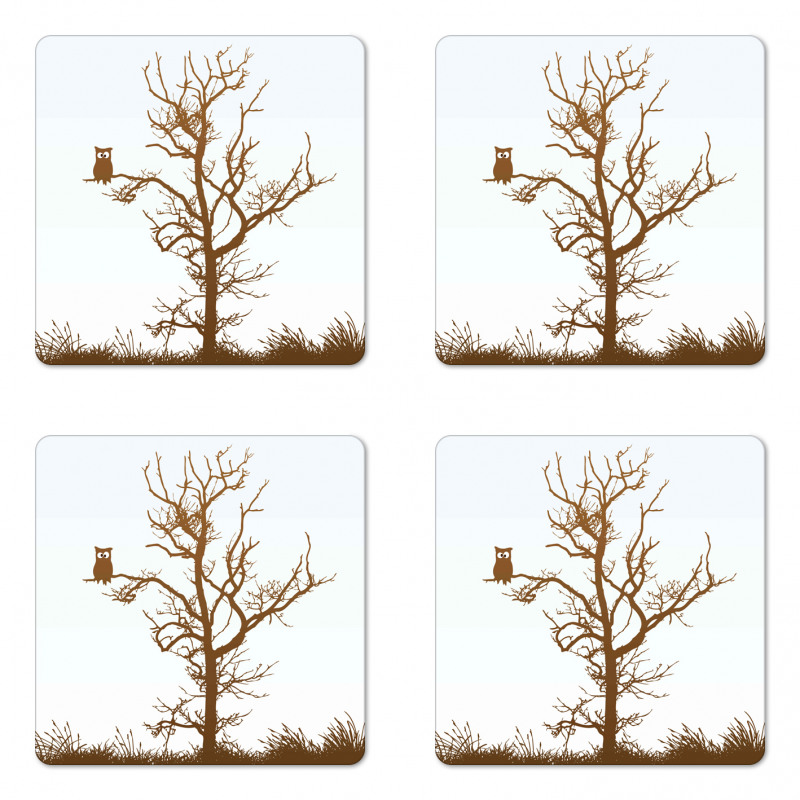 Owl Autumn Tree Branch Coaster Set Of Four