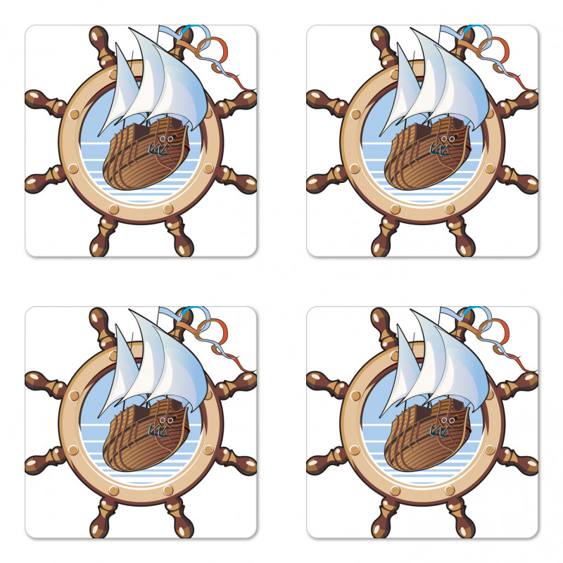 Ships Wheel Sailing Coaster Set Of Four