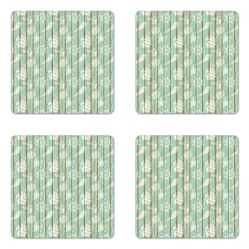 Mint Seashell Sailing Coaster Set Of Four