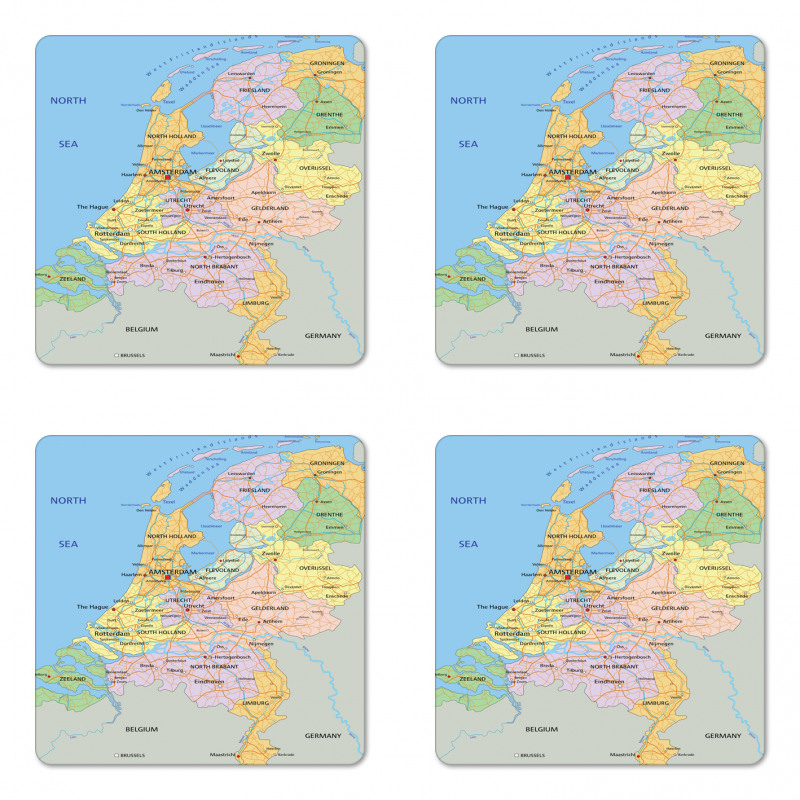 Map of Surrounded Regions Coaster Set Of Four