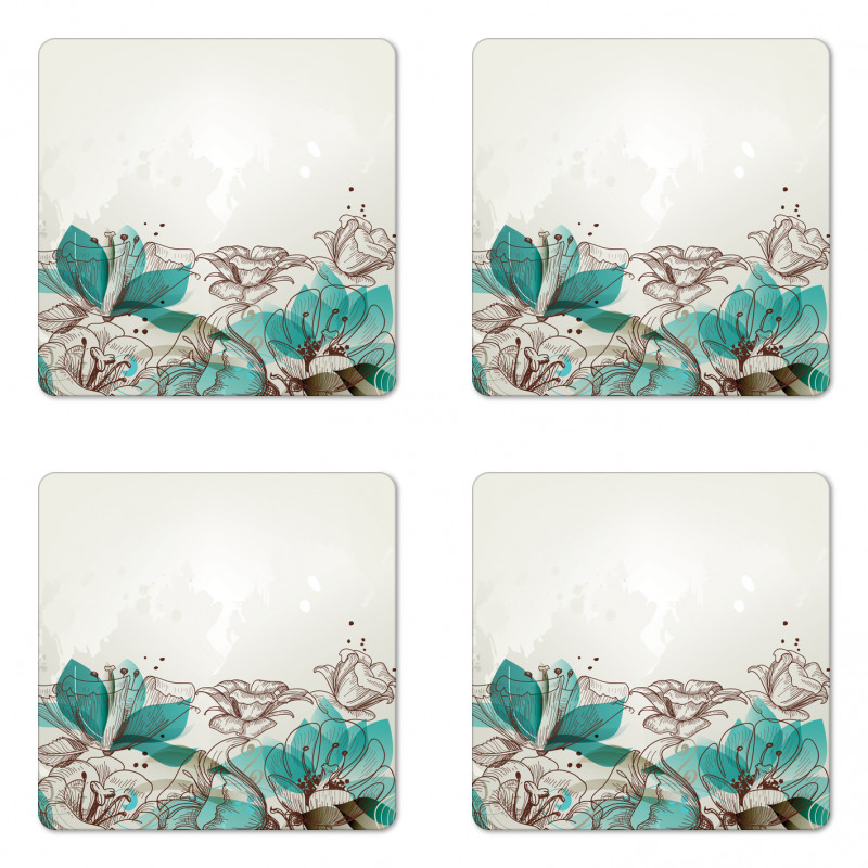 Retro Hibiscus Art Coaster Set Of Four