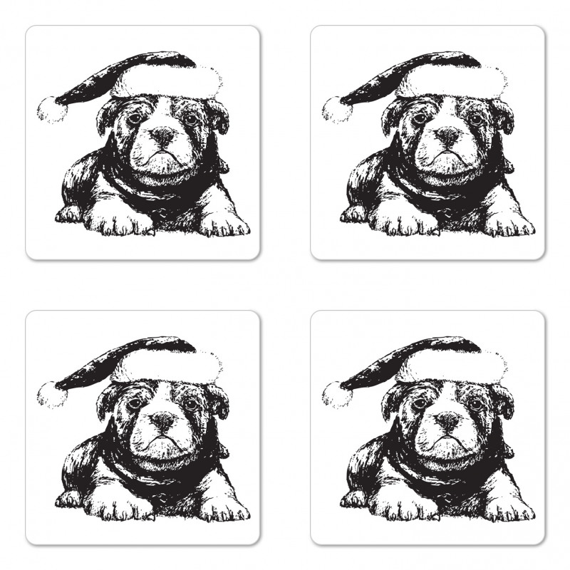 Monochrome Christmas Theme Coaster Set Of Four