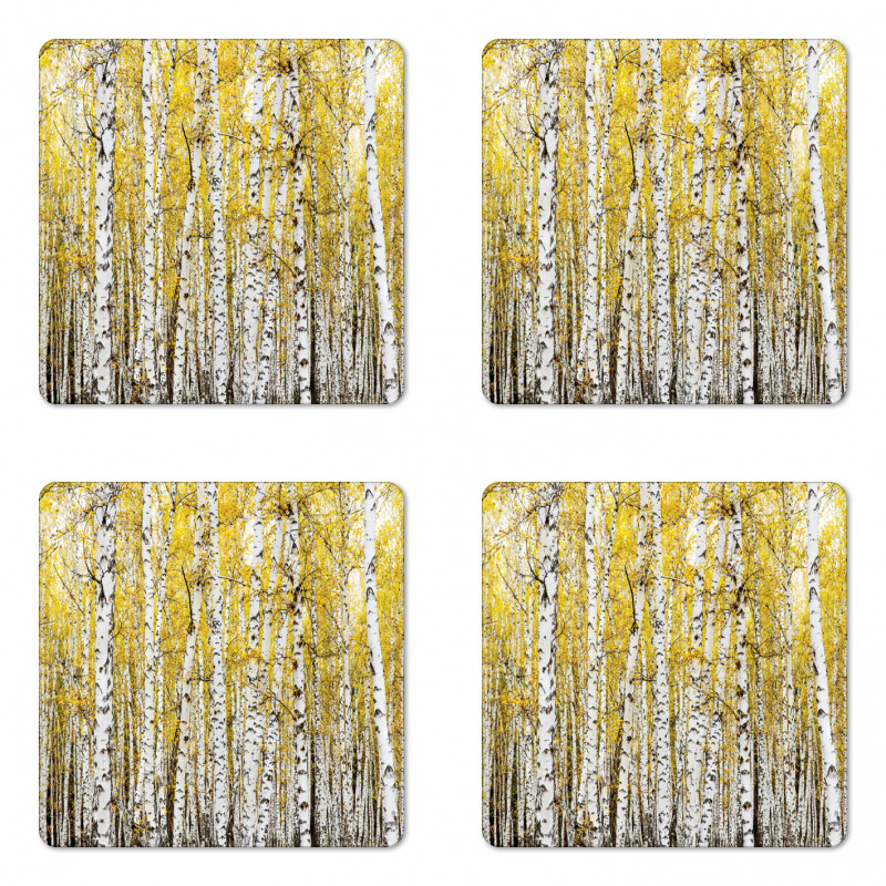 Forest Golden Leaves Coaster Set Of Four