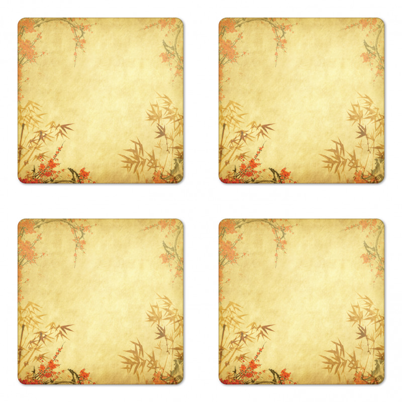 Bamboo Stems and Blooms Coaster Set Of Four