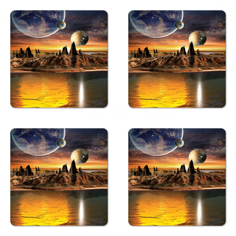 Planet Sci Fi Fantasy Art Coaster Set Of Four