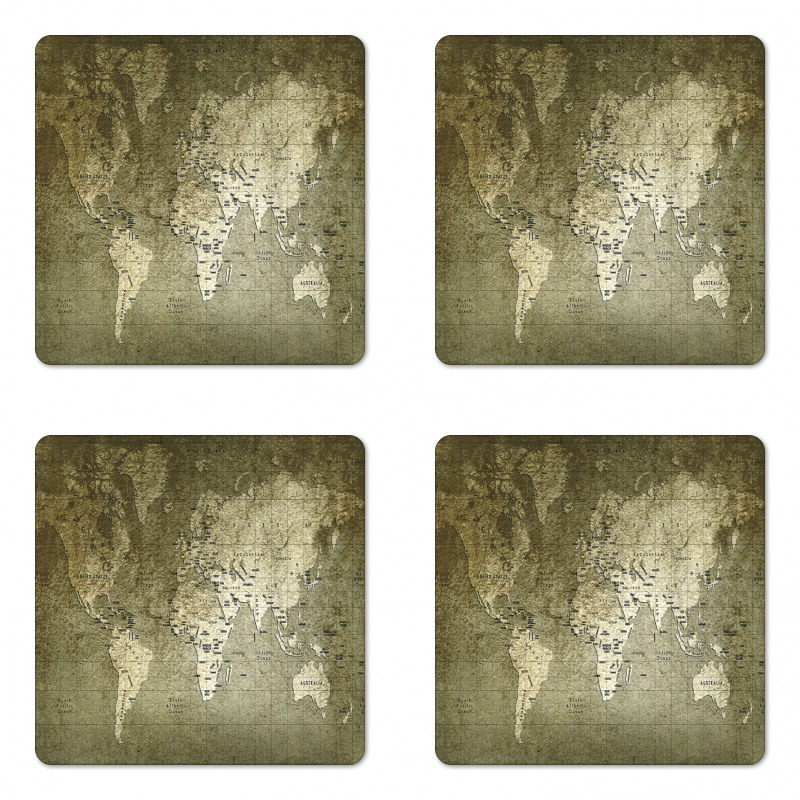 Nostalgic World Map Coaster Set Of Four